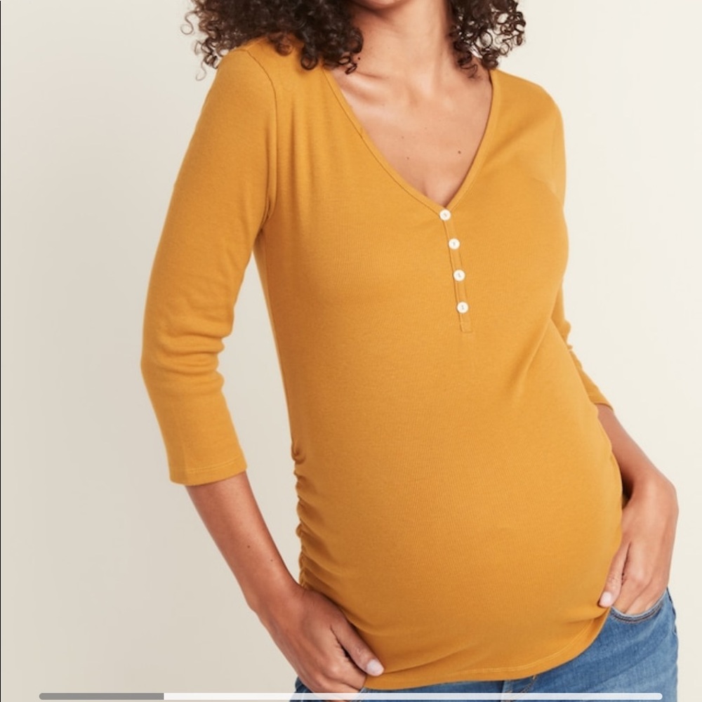 Maternity rib knit 3/4 sleeve henley